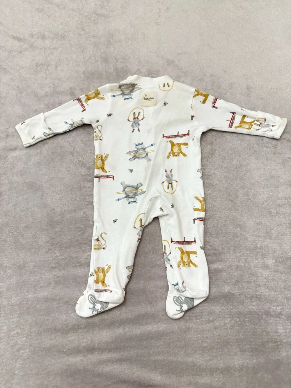 Burt’s Bees Baby Organic Cotton Footed Sleeper 0-3 Months Animal Double Zipper